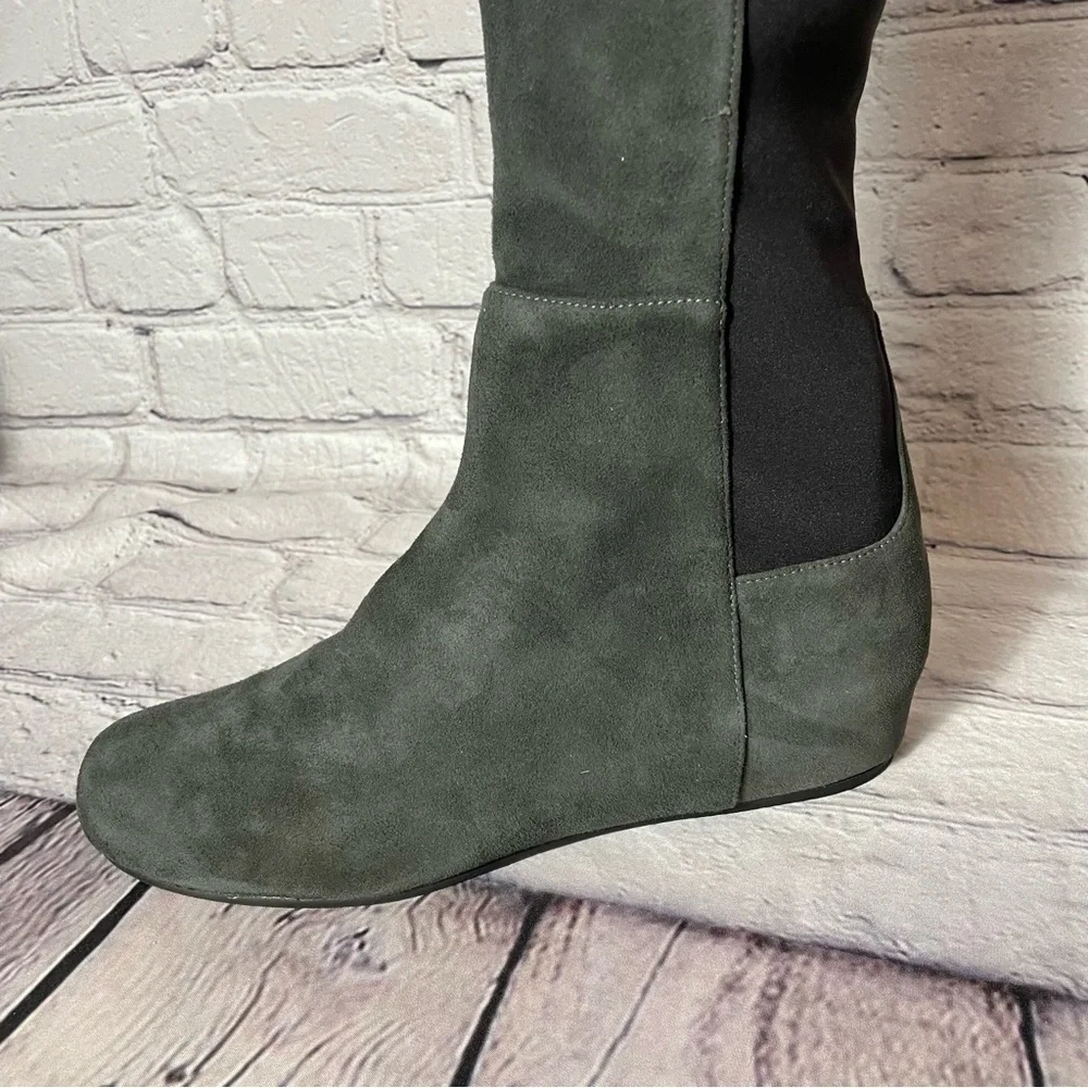 New Stuart Weitzman Lander Over-the-knee Wedge Boots In Slate Size 8.5
